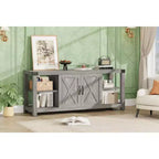 CuisinSmart Mobile TV da fattoria in legno per TV fino a 65'', tavolo consolle multimediale per TV con ripiani regolabili e 2 armadietti, per soggiorno e camera da letto