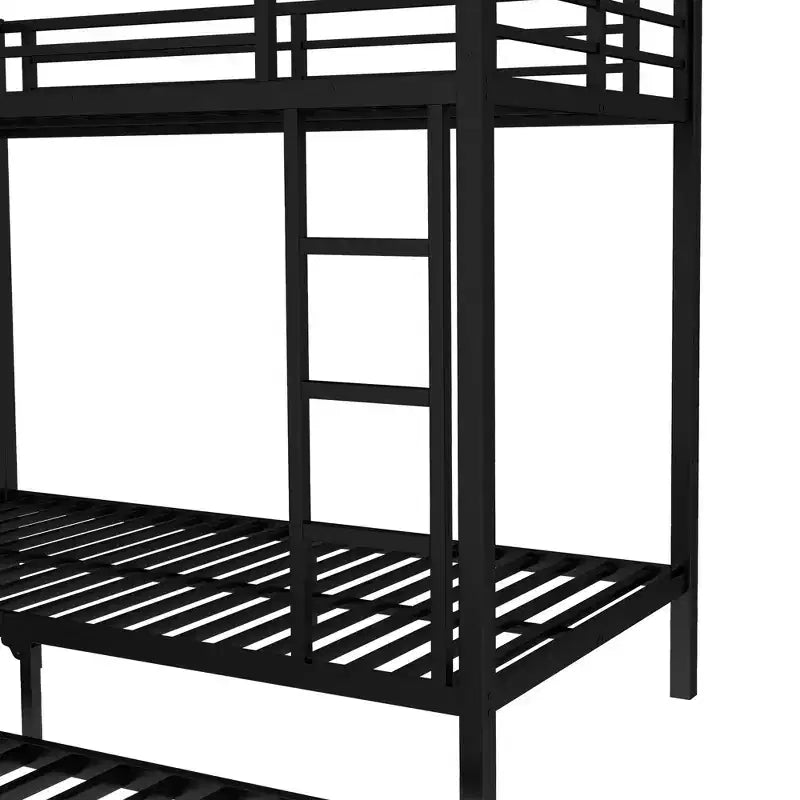 Bellemave Letto a castello Twin XL su Twin XL con letto estraibile a rotelle, struttura in metallo resistente per letto triplo, sponde di protezione, silenzioso, nero
