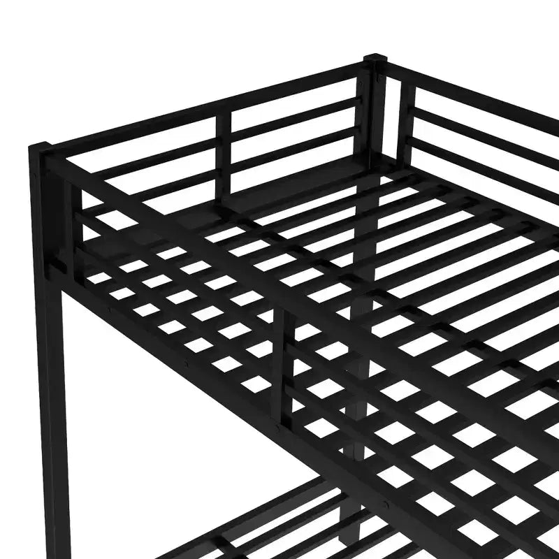 Bellemave Letto a castello Twin XL su Twin XL con letto estraibile a rotelle, struttura in metallo resistente per letto triplo, sponde di protezione, silenzioso, nero