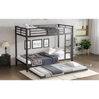 Bellemave Letto a castello Twin XL su Twin XL con letto estraibile a rotelle, struttura in metallo resistente per letto triplo, sponde di protezione, silenzioso, nero