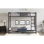 Bellemave Letto a castello Twin XL su Twin XL con letto estraibile a rotelle, struttura in metallo resistente per letto triplo, sponde di protezione, silenzioso, nero