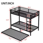 Bellemave Letto a castello Twin XL su Twin XL con letto estraibile a rotelle, struttura in metallo resistente per letto triplo, sponde di protezione, silenzioso, nero