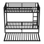 Bellemave Letto a castello Twin XL su Twin XL con letto estraibile a rotelle, struttura in metallo resistente per letto triplo, sponde di protezione, silenzioso, nero