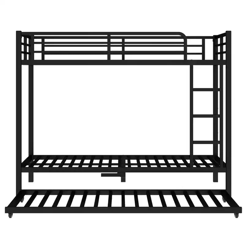 Bellemave Letto a castello Twin XL su Twin XL con letto estraibile a rotelle, struttura in metallo resistente per letto triplo, sponde di protezione, silenzioso, nero
