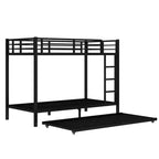 Bellemave Letto a castello Twin XL su Twin XL con letto estraibile a rotelle, struttura in metallo resistente per letto triplo, sponde di protezione, silenzioso, nero