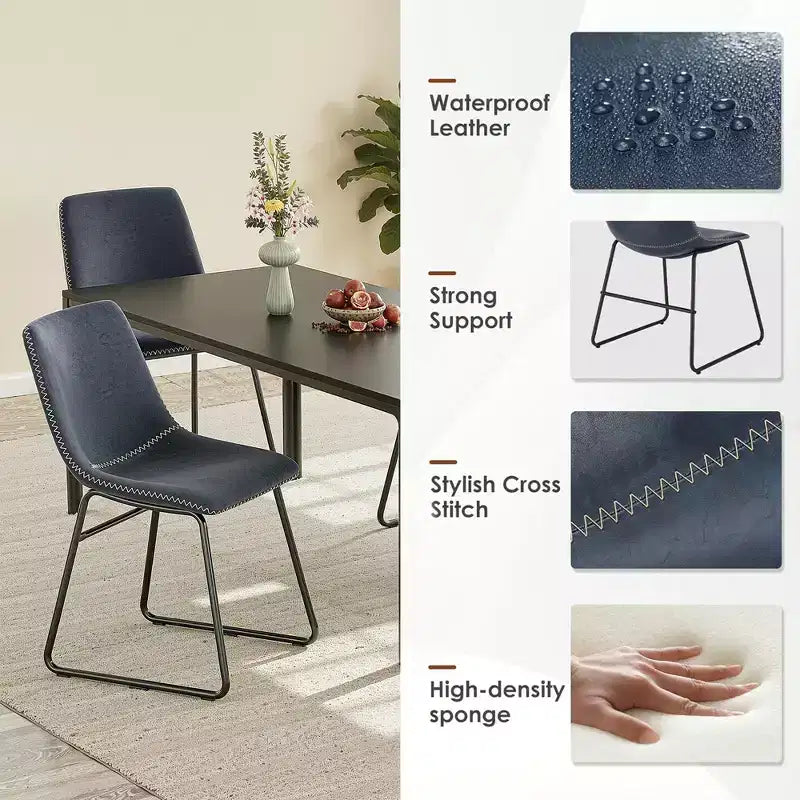MAYEERTY Set di 4 Sedie da Cucina e Sala da Pranzo Blu Scuro - Sedute Eleganti per i Tuoi Spazi Dining