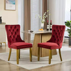 Okak - Set di 2 sedie da pranzo moderne in velluto trapuntato con schienale e gambe dorate, sedie imbottite senza braccioli per sala da pranzo, cucina
