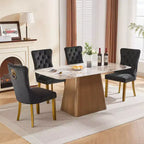 Okak - Set di 2 sedie da pranzo moderne in velluto trapuntato con schienale e gambe dorate, sedie imbottite senza braccioli per sala da pranzo, cucina