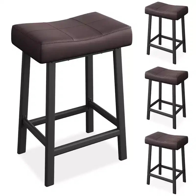 GustoWave Set di 4 Sgabelli da Bar, Sgabelli Imbottiti da 24 Pollici Altezza Bancone con Superficie Curva, per Isola Cucina, Bar di Casa
