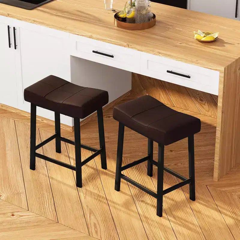 GustoWave Set di 4 Sgabelli da Bar, Sgabelli Imbottiti da 24 Pollici Altezza Bancone con Superficie Curva, per Isola Cucina, Bar di Casa
