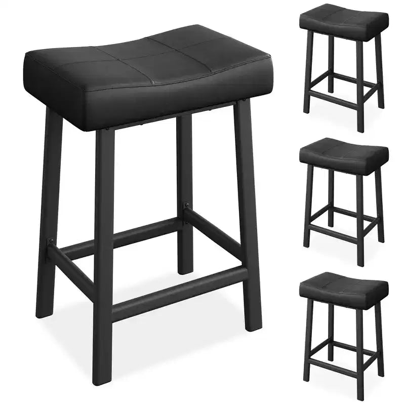 GustoWave Set di 4 Sgabelli da Bar, Sgabelli Imbottiti da 24 Pollici Altezza Bancone con Superficie Curva, per Isola Cucina, Bar di Casa