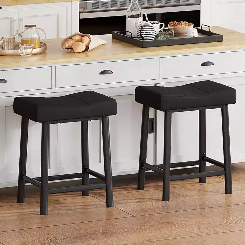 GustoWave Set di 4 Sgabelli da Bar, Sgabelli Imbottiti da 24 Pollici Altezza Bancone con Superficie Curva, per Isola Cucina, Bar di Casa