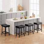 GustoWave Set di 4 Sgabelli da Bar, Sgabelli Imbottiti da 24 Pollici Altezza Bancone con Superficie Curva, per Isola Cucina, Bar di Casa