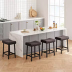 GustoWave Set di 4 Sgabelli da Bar, Sgabelli Imbottiti da 24 Pollici Altezza Bancone con Superficie Curva, per Isola Cucina, Bar di Casa
