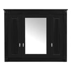FAMYYT 35 pollici L x 28 pollici A Armadietto dei medicinali rettangolare in MDF con specchio, cerniere a chiusura rallentata, 8 ripiani, nero
