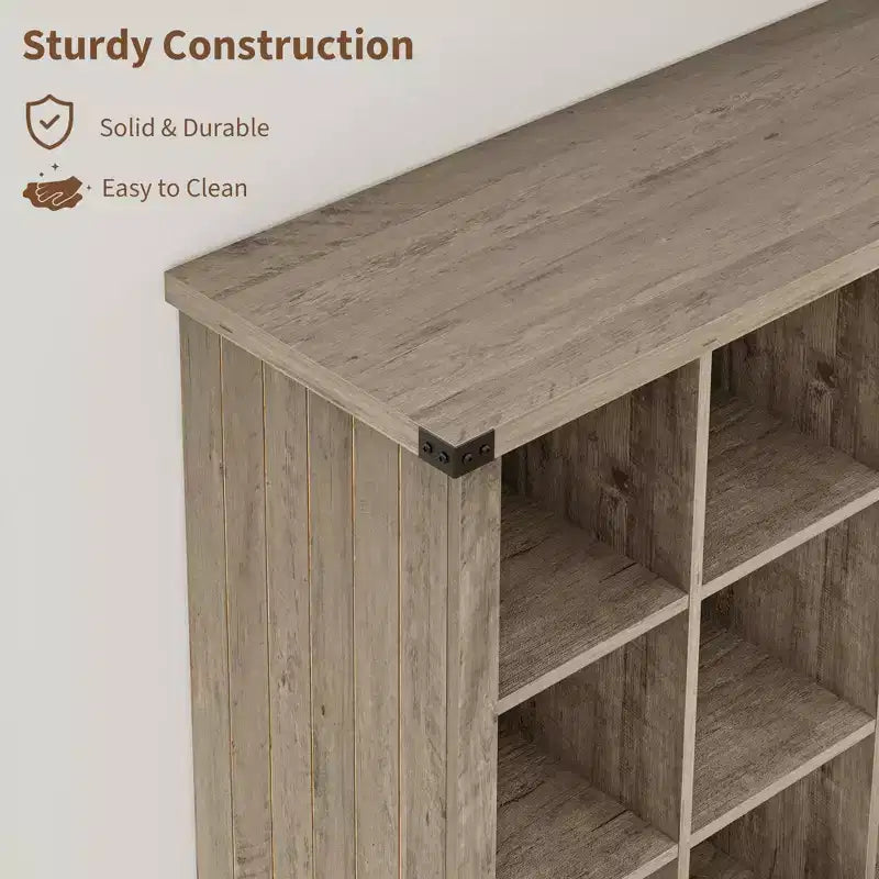 GustoWave Scaffale Organizzatore a 9 Cubi, Libreria in Legno da 95 cm per Ingresso, Librerie Basse Lunghe per Soggiorno
