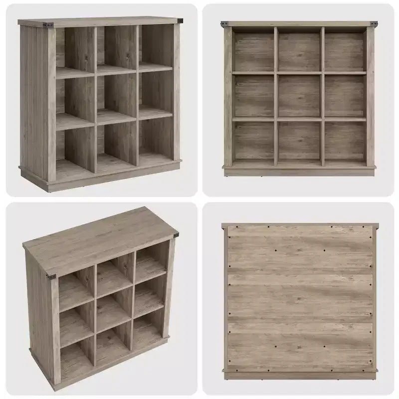 GustoWave Scaffale Organizzatore a 9 Cubi, Libreria in Legno da 95 cm per Ingresso, Librerie Basse Lunghe per Soggiorno