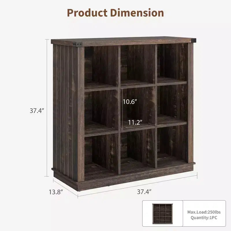 GustoWave Scaffale Organizzatore a 9 Cubi, Libreria in Legno da 95 cm per Ingresso, Librerie Basse Lunghe per Soggiorno