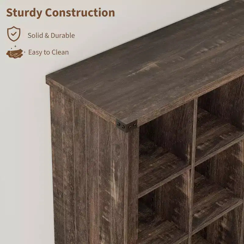 GustoWave Scaffale Organizzatore a 9 Cubi, Libreria in Legno da 95 cm per Ingresso, Librerie Basse Lunghe per Soggiorno