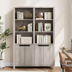 GustoWave Libreria Alta 74,5" con Doppio Contenitore, Grande Libreria a 6 Ripiani, Librerie Doppie Larghe, per Soggiorno Ufficio Biblioteca, Grigio