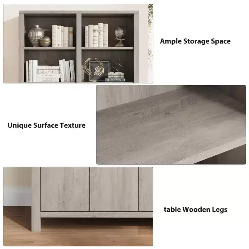 GustoWave Libreria Alta 74,5" con Doppio Contenitore, Grande Libreria a 6 Ripiani, Librerie Doppie Larghe, per Soggiorno Ufficio Biblioteca, Grigio