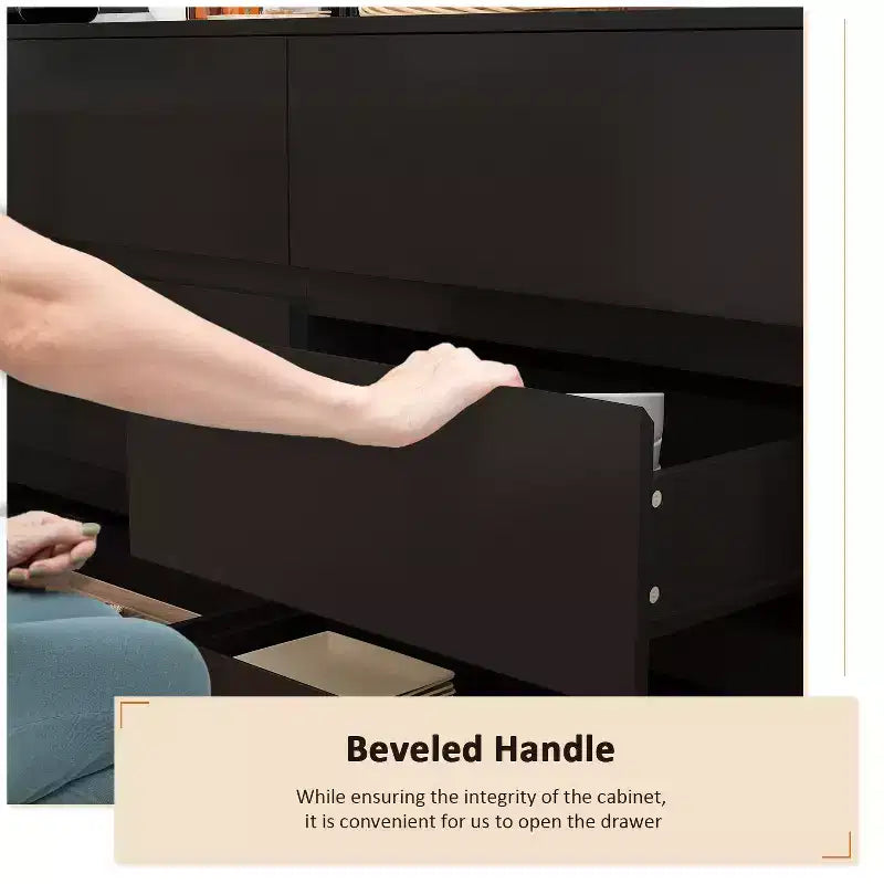 Famapy Credenza a buffet intelligente girevole/allungabile con 6 cassetti, piano d'appoggio esteso, tappetino antiscivolo, tavolo da pranzo rotante, isola cucina/dispensa