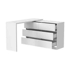 Famapy Credenza a buffet intelligente girevole/allungabile con 6 cassetti, piano d'appoggio esteso, tappetino antiscivolo, tavolo da pranzo rotante, isola cucina/dispensa