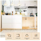 Famapy Credenza a buffet intelligente girevole/allungabile con 6 cassetti, piano d'appoggio esteso, tappetino antiscivolo, tavolo da pranzo rotante, isola cucina/dispensa