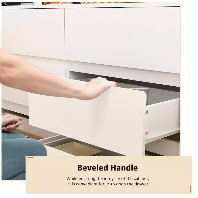 Famapy Credenza a buffet intelligente girevole/allungabile con 6 cassetti, piano d'appoggio esteso, tappetino antiscivolo, tavolo da pranzo rotante, isola cucina/dispensa