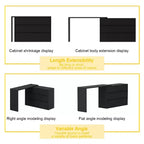 Famapy Credenza a buffet intelligente girevole/allungabile con 6 cassetti, piano d'appoggio esteso, tappetino antiscivolo, tavolo da pranzo rotante, isola cucina/dispensa