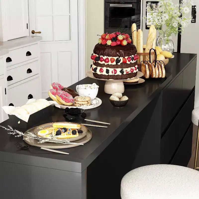 Famapy Credenza a buffet intelligente girevole/allungabile con 6 cassetti, piano d'appoggio esteso, tappetino antiscivolo, tavolo da pranzo rotante, isola cucina/dispensa