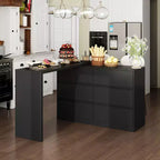 Famapy Credenza a buffet intelligente girevole/allungabile con 6 cassetti, piano d'appoggio esteso, tappetino antiscivolo, tavolo da pranzo rotante, isola cucina/dispensa