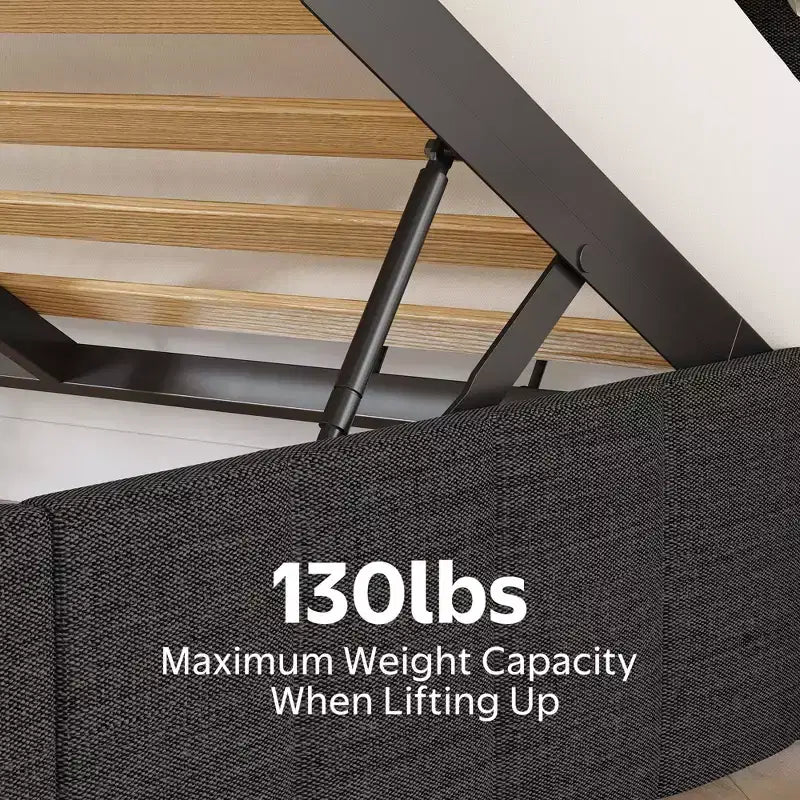 Letto contenitore imbottito Greenstell con luci a LED e stazione di ricarica, letto a piattaforma moderno, robuste doghe in legno