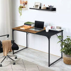 urnitureR 47.2 Home Office Table Simple Computer Desk Laptop PC Writing Sturdy Metal Frames for Study Room, Brown&Black