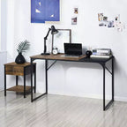 urnitureR 47.2 Tavolo Home Office Scrivania Semplice per Computer Laptop PC con Robusta Struttura in Metallo per Studio, Marrone&Nero