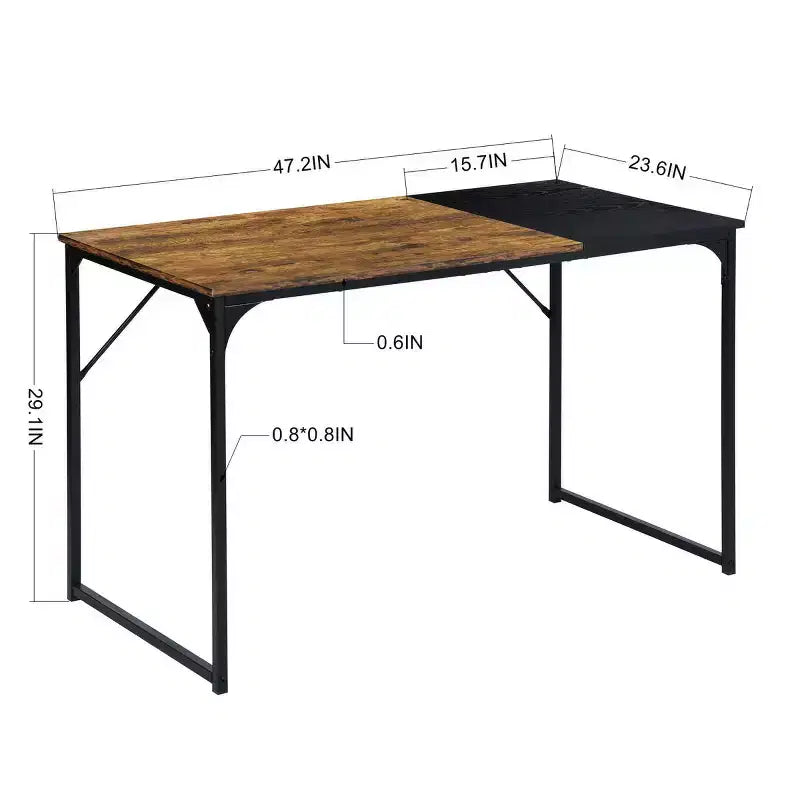 urnitureR 47.2 Tavolo Home Office Scrivania Semplice per Computer Laptop PC con Robusta Struttura in Metallo per Studio, Marrone&Nero