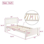 Letto a piattaforma in legno per letto singolo con testiera, pediera e doghe in legno, noce
