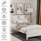 Letto a piattaforma in legno per letto singolo con testiera, pediera e doghe in legno, noce