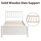 Letto a piattaforma in legno per letto singolo con testiera, pediera e doghe in legno, noce