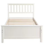 Letto a piattaforma in legno per letto singolo con testiera, pediera e doghe in legno, noce