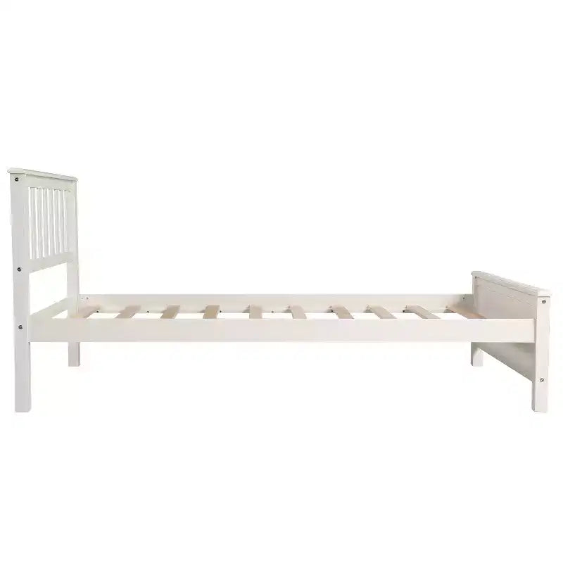Letto a piattaforma in legno per letto singolo con testiera, pediera e doghe in legno, noce