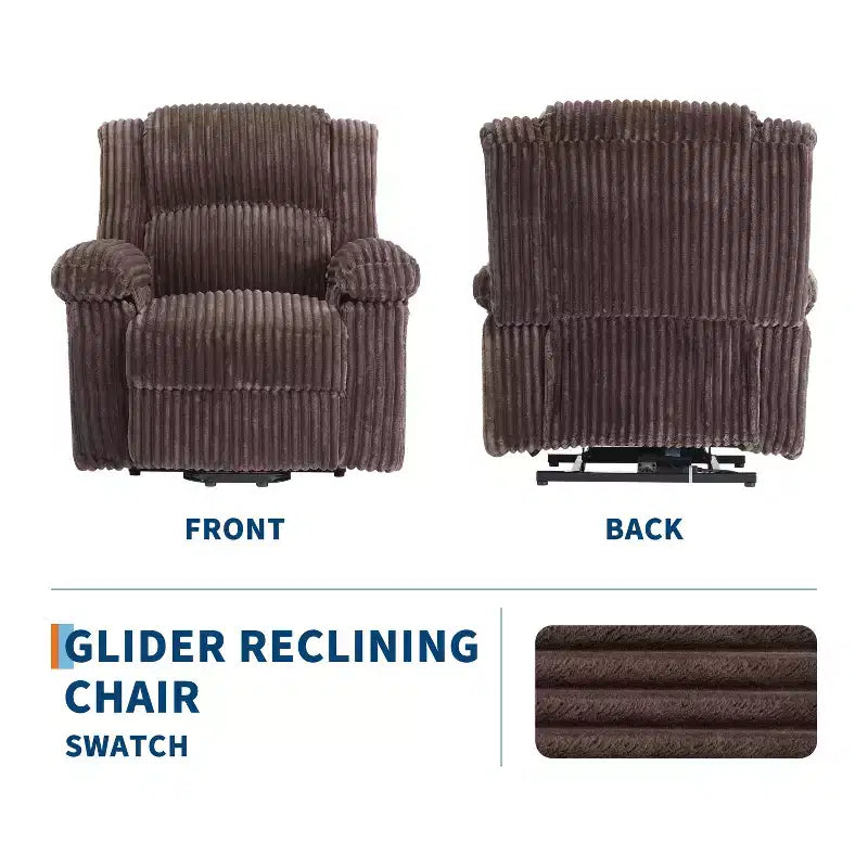 Divano reclinabile manuale, Poltrona reclinabile in velluto a coste, Reclinabile regolabile, Braccioli con cuscini, Imbottitura spessa, Capacità 180 kg, per camera da letto, home theater