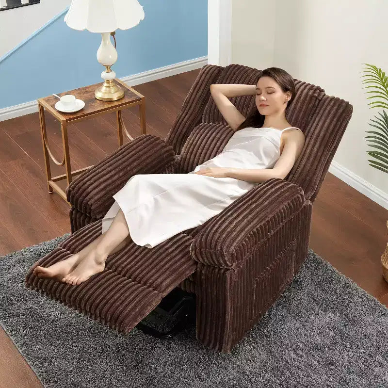 Divano reclinabile manuale, Poltrona reclinabile in velluto a coste, Reclinabile regolabile, Braccioli con cuscini, Imbottitura spessa, Capacità 180 kg, per camera da letto, home theater