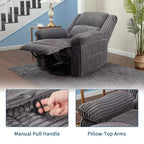 Divano reclinabile manuale, Poltrona reclinabile in velluto a coste, Reclinabile regolabile, Braccioli con cuscini, Imbottitura spessa, Capacità 180 kg, per camera da letto, home theater