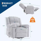 Divano reclinabile manuale, Poltrona reclinabile in velluto a coste, Reclinabile regolabile, Braccioli con cuscini, Imbottitura spessa, Capacità 180 kg, per camera da letto, home theater