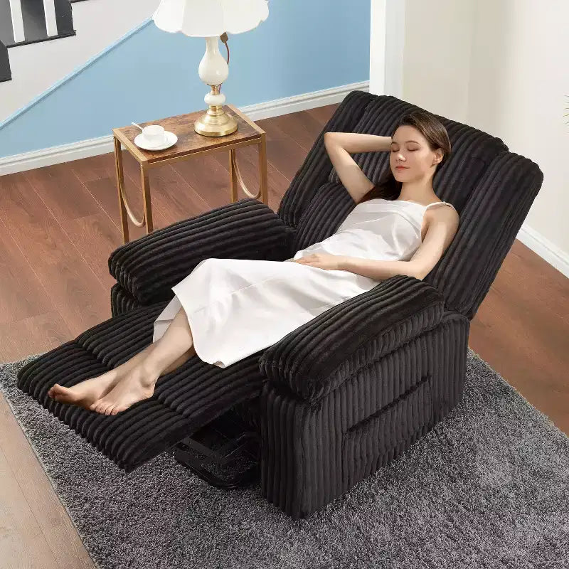 Divano reclinabile manuale, Poltrona reclinabile in velluto a coste, Reclinabile regolabile, Braccioli con cuscini, Imbottitura spessa, Capacità 180 kg, per camera da letto, home theater