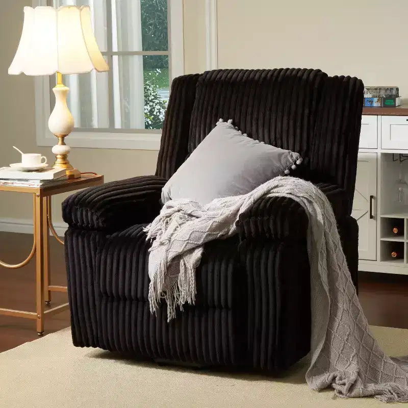 Divano reclinabile manuale, Poltrona reclinabile in velluto a coste, Reclinabile regolabile, Braccioli con cuscini, Imbottitura spessa, Capacità 180 kg, per camera da letto, home theater
