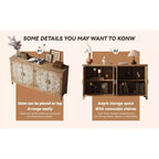 GDFStudio Andre, mobile credenza rustico in legno di abete con 4 ante, 152,4 cm