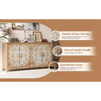 GDFStudio Andre, mobile credenza rustico in legno di abete con 4 ante, 152,4 cm