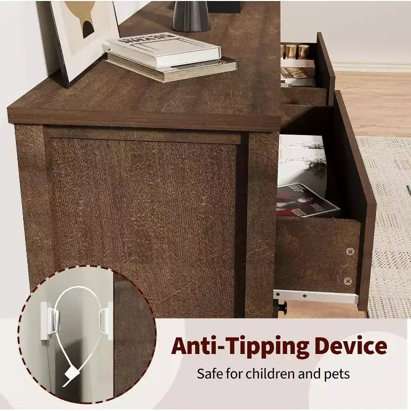 Comò e comodino scanalati a 3 cassetti, cassettiera in legno con contenitore per camera da letto, soggiorno, corridoio o ingresso